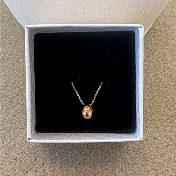 925 Sterling Silver Box Chain Gold Teardrop Pendant 16” 18” Necklace Italy - Picture 7 of 10